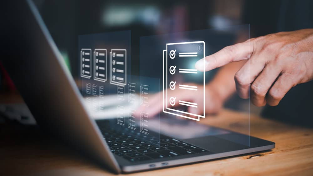 Businessmen,Review,Procedures,Through,Documents,Containing,Checkbox,Lists,,Rules,Of