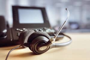 Voip,Headset,Headphones,And,Telephone,Concept,For,Communication,,It,Support,