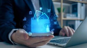 Businessman,Hand,Using,Mobile,Phone,To,Connect,Digital,Wallet.,Mobile