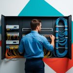Fiber optic cabling installation and network management at CNiC Solutions IT services company.
