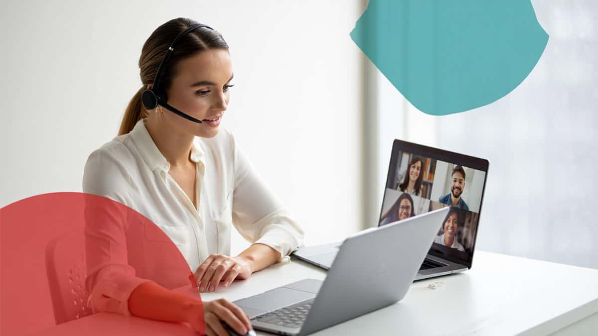 Remote IT support team member providing virtual assistance via laptop for business technology solutions.