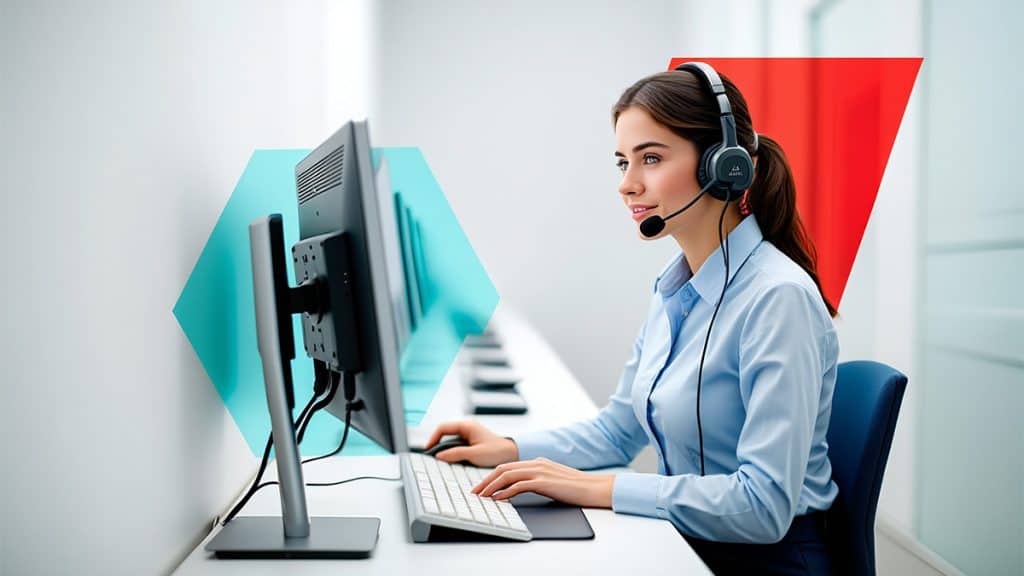 Professional female customer support agent with headset providing IT assistance at CNiC Solutions.