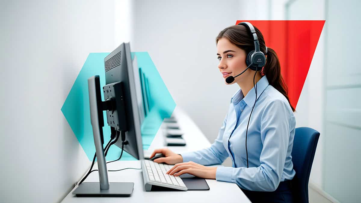 Professional female customer support agent with headset providing IT assistance at CNiC Solutions.