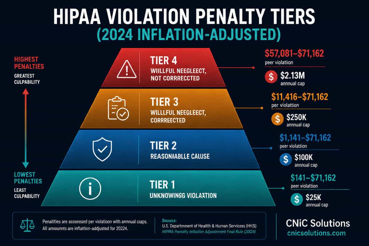 HIPAA Violation Penalty Tiers Infographic by CNiC Solutions