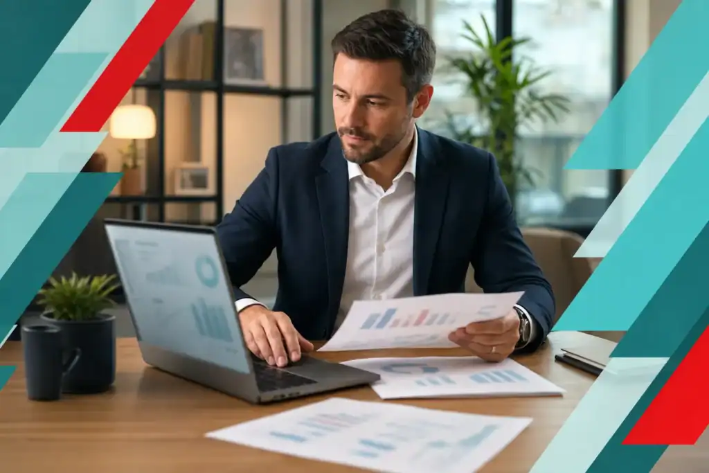 Business professional analyzing IT data and reports for managed IT services in Houston, TX.