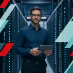 IT professional managing network infrastructure in a data center for Houston businesses.