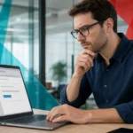 Person carefully inspecting a suspicious cloud storage email on a laptop to catch a phishing scam