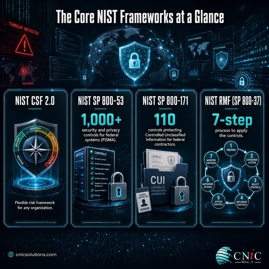 Comparison of NIST CSF 2.0, SP 800-53, SP 800-171, and the NIST Risk Management Framework