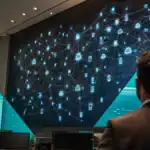 Digital network visualization representing managed IT services and cybersecurity solutions by CNiC Solutions.