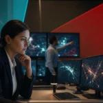 IT professional monitoring network security and infrastructure in a high-tech environment.