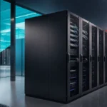 Modern data center with server racks showcasing managed IT and cybersecurity solutions by CNiC Solutions.