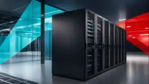 Modern data center with server racks showcasing managed IT and cybersecurity solutions by CNiC Solutions.