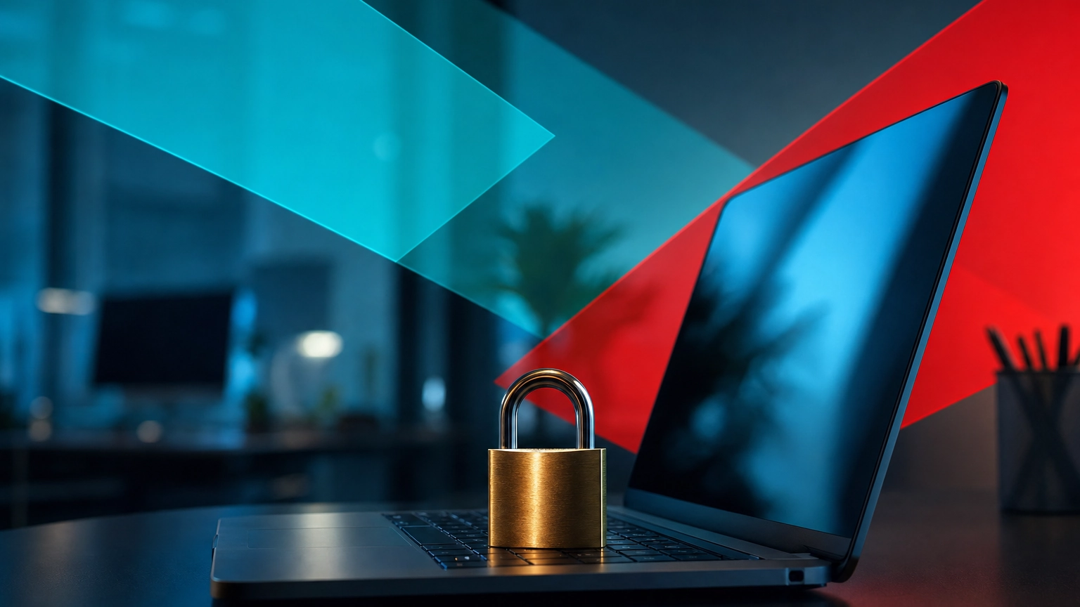 A padlock on a laptop keyboard representing data encryption protecting business information
