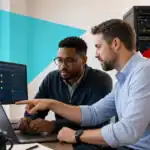 IT professionals collaborating on network security and infrastructure management at CNiC Solutions.