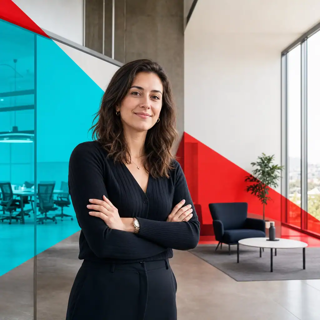 Professional woman in modern office representing managed IT services and cybersecurity.