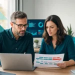 Business owner and IT manager reviewing a plan to implement the CIS Critical Security Controls