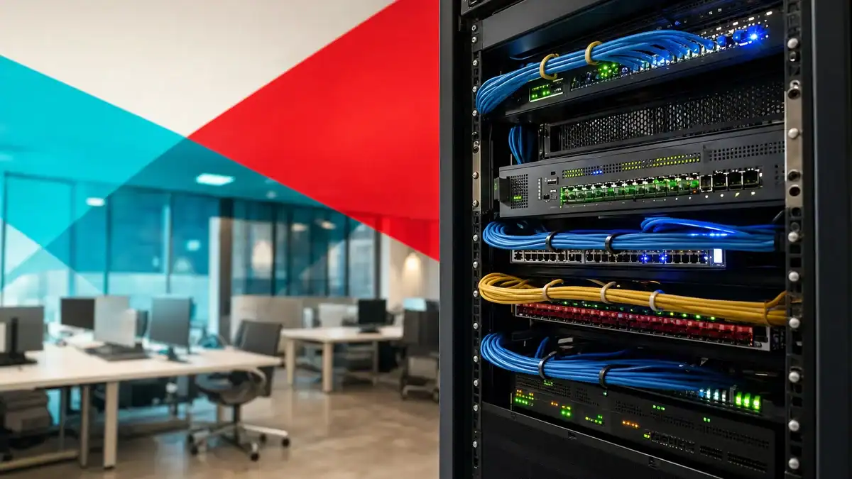 IT networking equipment in a data center supporting managed IT services for Houston businesses.