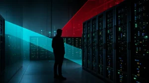 Dark corporate server room at night representing the 2026 malware threat landscape