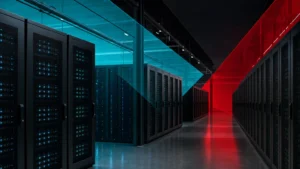 Modern data center server racks representing IT infrastructure managed as code
