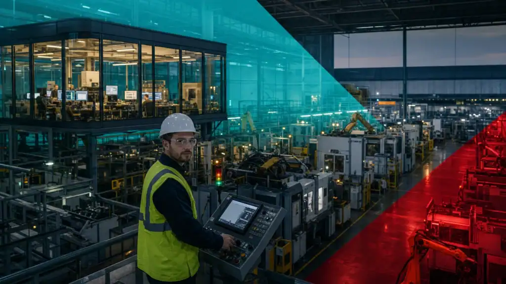 IT technician managing network infrastructure in a high-tech industrial facility in Houston, TX.