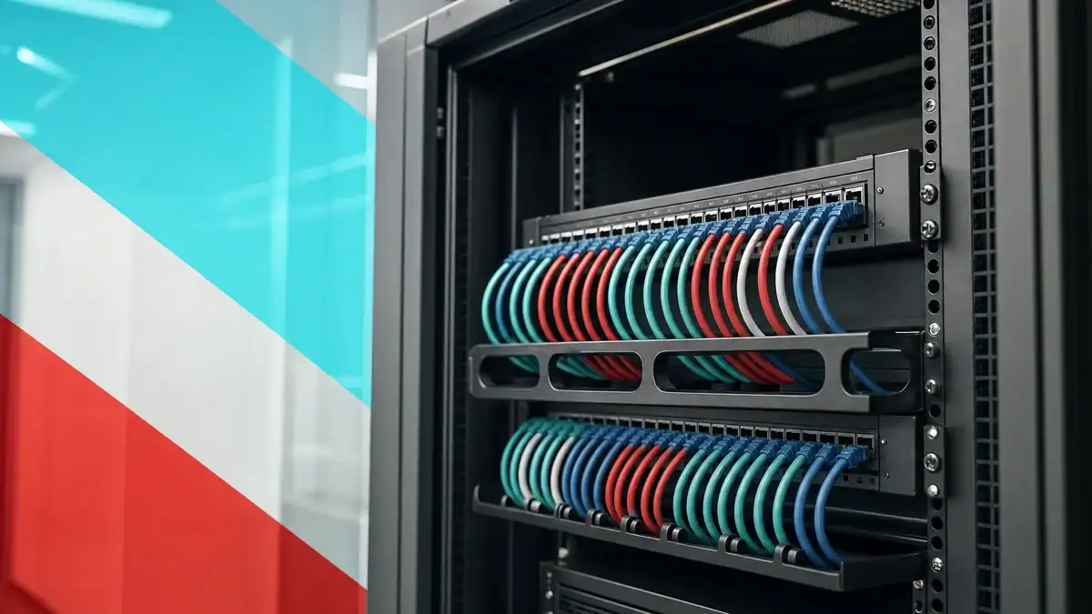 Network cabling infrastructure in a data center for reliable IT services and cybersecurity.
