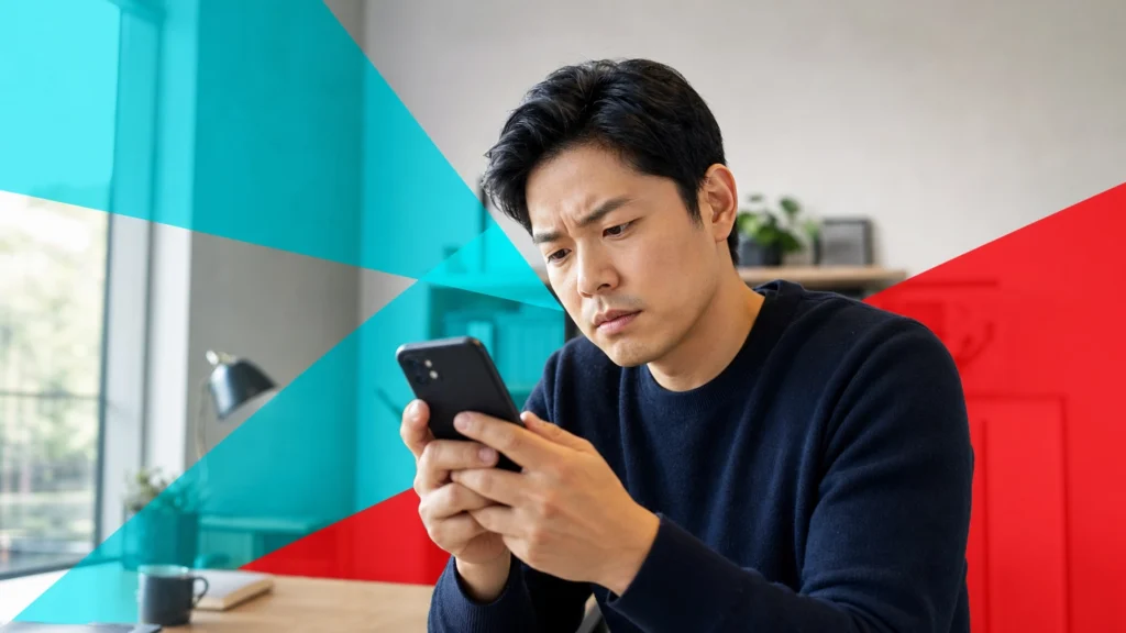 Person examining a suspicious text message on a smartphone to decide if it is a scam