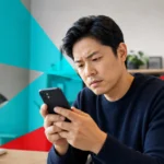 Person examining a suspicious text message on a smartphone to decide if it is a scam
