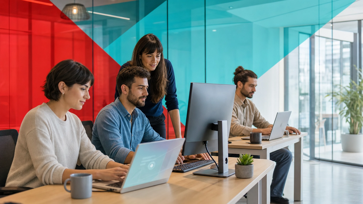 Business team working productively on a fast, reliable application without downtime