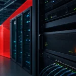 Data center servers with network cables, representing managed IT and cybersecurity services by CNiC Solutions.
