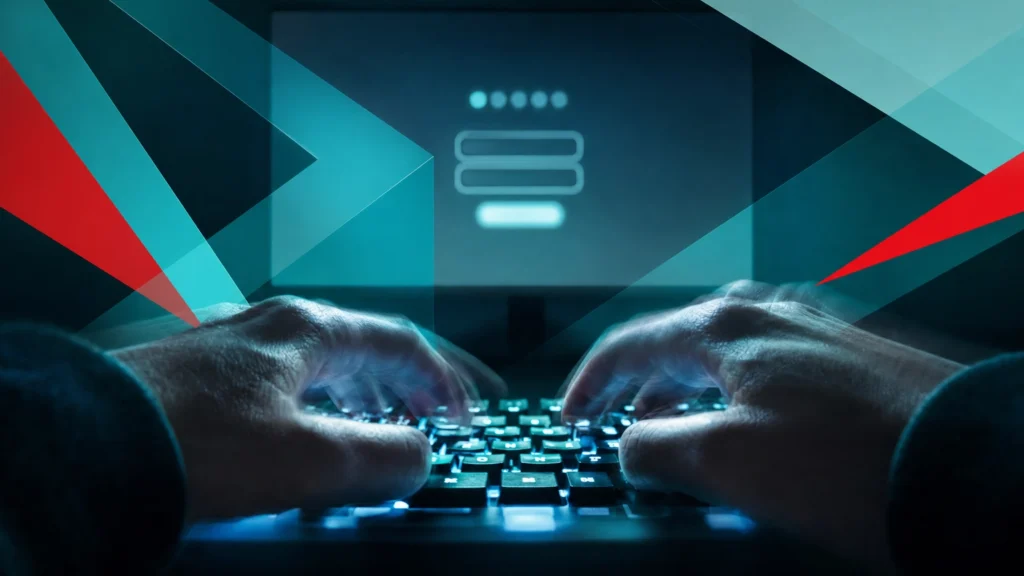 Hands on a backlit keyboard attempting to break into a login, representing an automated brute force attack