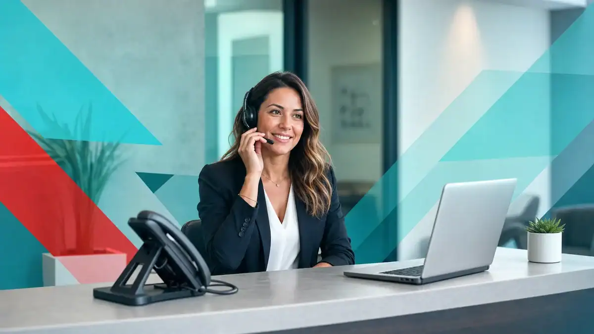 Businesswoman using managed IT services for cybersecurity and networking solutions in Houston, TX.