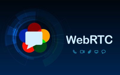 Cloud-based WebRTC communication platform with icons for voice, video, chat, and collaboration, tailored for IT solutions by CNiC Solutions.