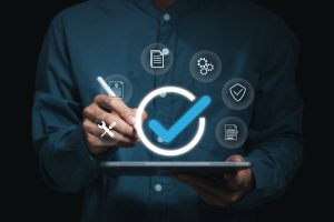 Businessman,Working,With,Guarantee,Check,Mark,For,Business,Automation,Process,